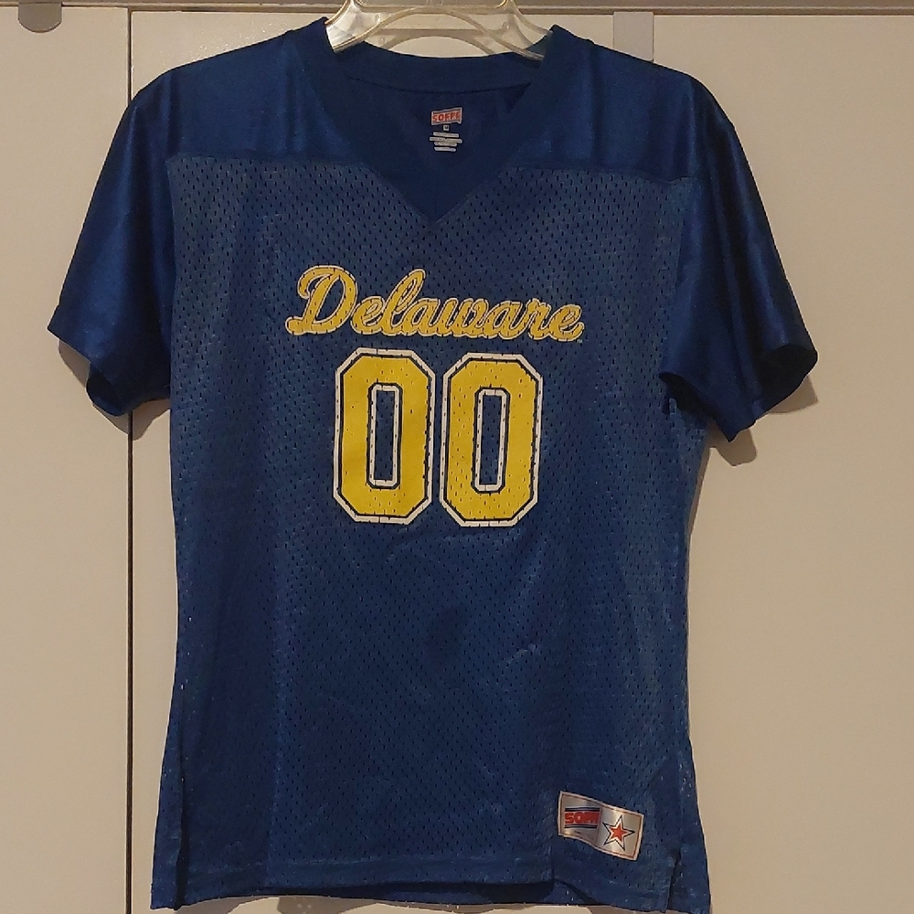 University Of DELAWARE BLUE HENS DOUBLE ZERO Soffe BLUE And Gold Mesh Jersey